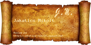 Jakatics Mikolt névjegykártya